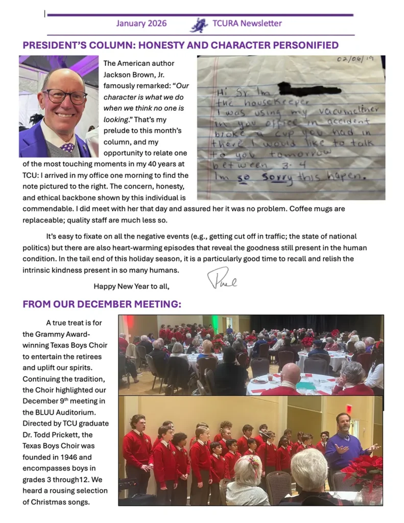 TCURA January 2026 Newsletter cover